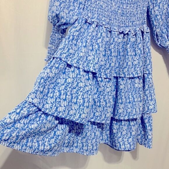SHEIN tiered dress smocking midriff /sleeves square neck/off the shoulders Sz M - Picture 3 of 11